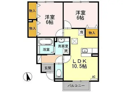 SOLIELL A(2LDK/1階)の間取り写真