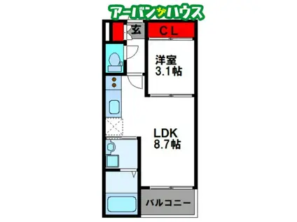 REGALEST 門田屋敷(1LDK/1階)の間取り写真
