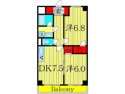 メゾンハギI(2DK/5階)の間取り写真