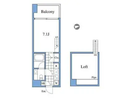 RIZ高輪 リズ高輪(1K/7階)の間取り写真