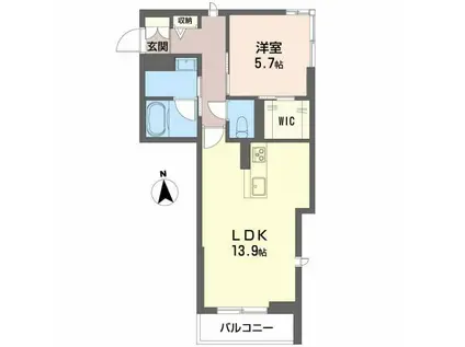 アンビシア西ノ内(1LDK/2階)の間取り写真