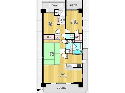 クレサージュ松戸六高台(3LDK/2階)の間取り写真