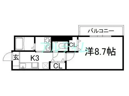 フォレスト(1K/1階)の間取り写真