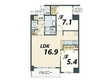 プロスペリテ・ベル(2LDK/4階)の間取り写真