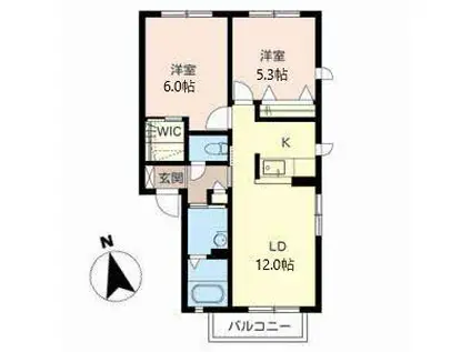 パール篠B(2LDK/2階)の間取り写真