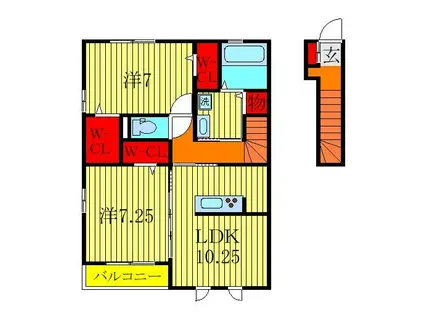 スプリングハイム C(2LDK/2階)の間取り写真