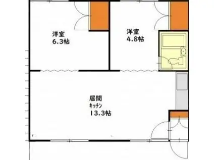 神居ハイツ7.16(2LDK/1階)の間取り写真