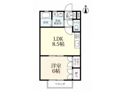 ロッジ久保田 B棟(1LDK/2階)の間取り写真
