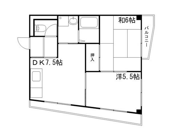 インタービレッジ千代田町(2DK/2階)の間取り写真