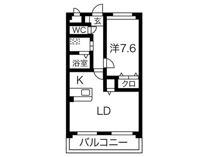ピースフルムーン(1LDK/2階)の間取り写真