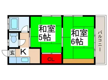 渡辺荘(2K/2階)の間取り写真