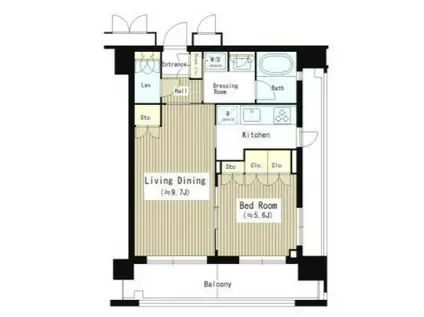 東五反田レジデンス(1LDK/2階)の間取り写真