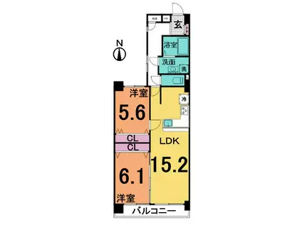 ライオンズマンション栄第2(2LDK/10階)の間取り写真