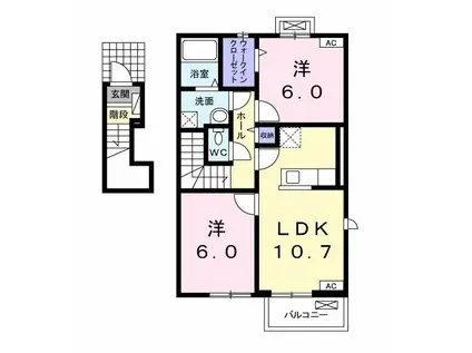 ランジェB(2LDK/2階)の間取り写真