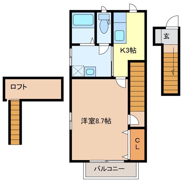 ビラアカシア(1K/2階)の間取り写真