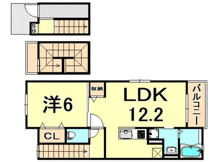 グリシーヌ桜ヶ丘1(1LDK/3階)の間取り写真