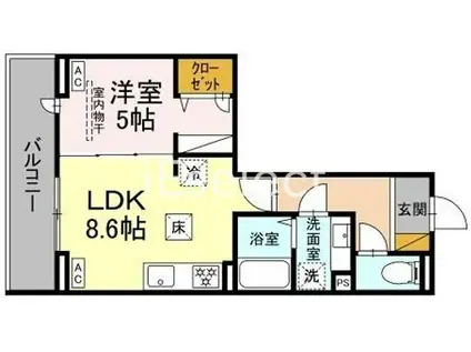 CRADLE(1LDK/1階)の間取り写真