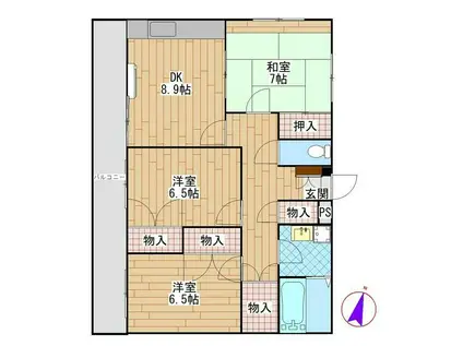 エターナルスペースB(3DK/3階)の間取り写真