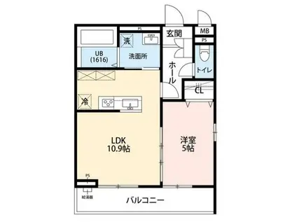 リコルテK(1LDK/1階)の間取り写真