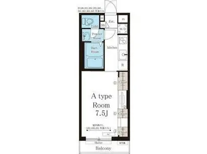 リブリ浄心B(1K/2階)の間取り写真