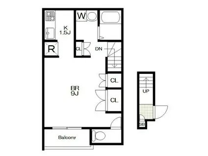 マンションカルテット(ワンルーム/2階)の間取り写真