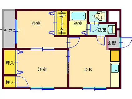 ローズマリー(2DK/4階)の間取り写真