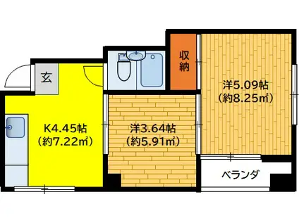 三番町寿ビル(2K/1階)の間取り写真