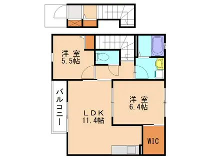 エクセル名島(2LDK/2階)の間取り写真