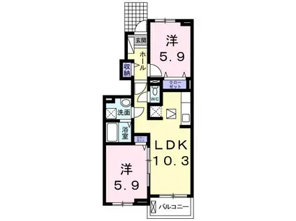 クレメント(2LDK/1階)の間取り写真