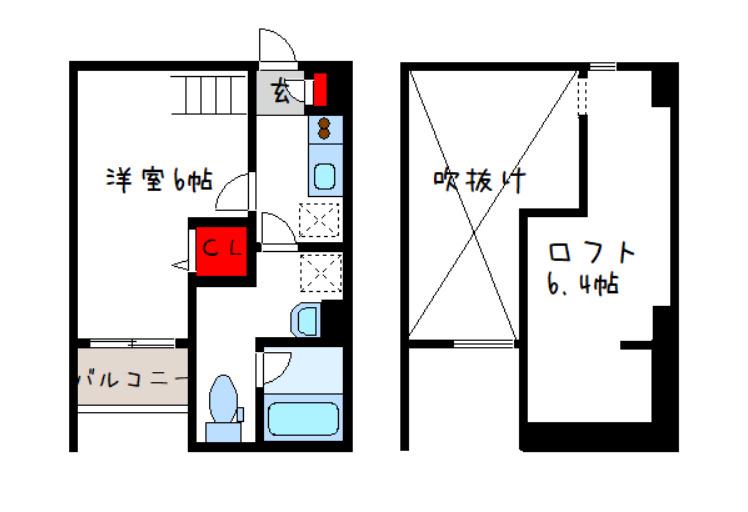 メゾンドボア加美(1K/1階)の間取り写真