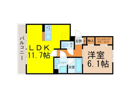 メゾンドリベルテII(1LDK/3階)の間取り写真