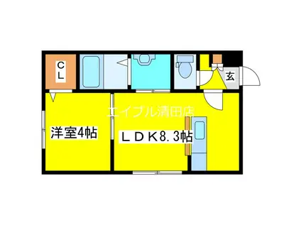 LIEN KITAHIROSHIMAIII(1LDK/4階)の間取り写真