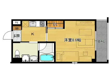CANBUS上賀茂(1K/3階)の間取り写真