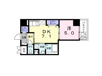 メゾン カルム NO.2(1DK/4階)の間取り写真