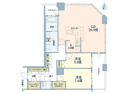 ザ・千里タワー(2LDK/45階)の間取り写真