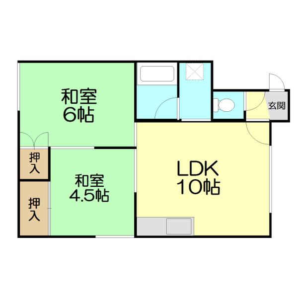アベニューI(2LDK/1階)の間取り写真