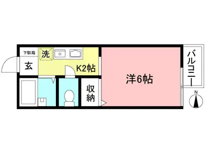 ハイツエクセルB(1K/2階)の間取り写真