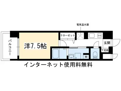 インベスト京都白川(1K/2階)の間取り写真