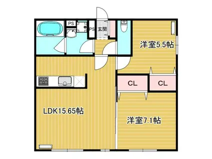 ルミエールG(1SLDK/1階)の間取り写真