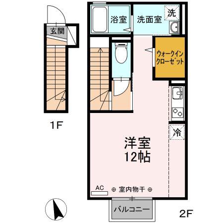 ステイゴールド(ワンルーム/2階)の間取り写真