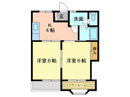 ハイムピア(2K/1階)の間取り写真