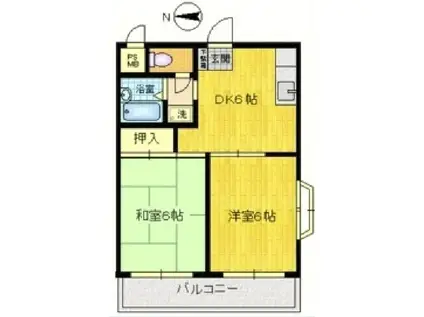 サクラハイム中原A(2DK/2階)の間取り写真