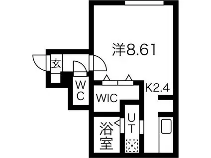 ソミューム発寒南(1K/2階)の間取り写真