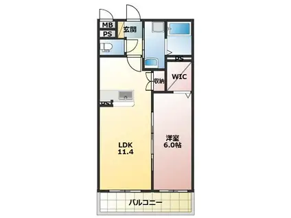 ラフィーネさつま(1LDK/2階)の間取り写真