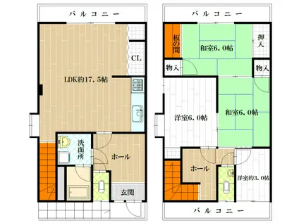 陽光園マンション(4LDK/2階)の間取り写真
