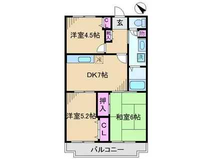 メゾンタカギ(3DK/3階)の間取り写真