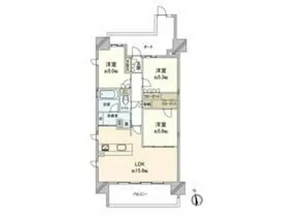 ユニハイム阿倍野松崎町レジデンス(3LDK/14階)の間取り写真