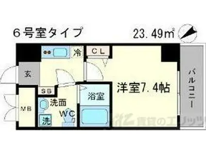 メインステージ西天満TS SQUARE(1K/5階)の間取り写真