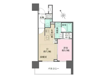 ザ・パークハウス渋谷美竹(1DK/12階)の間取り写真