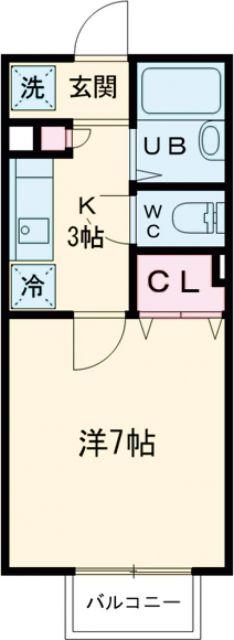 パセオ西之町(1K/2階)の間取り写真